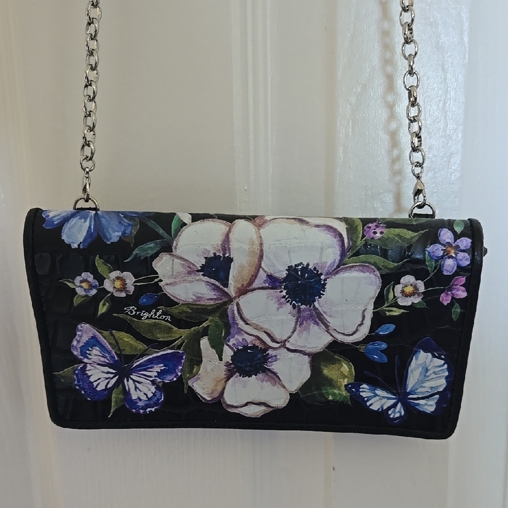 Brighton Floral Black Clutch Bag